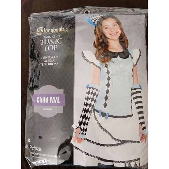 Storybook Dark Alice Tunic Top Child Costume CosPlay Wonderland Sz M/L Up to 14 - Picture 2 of 4